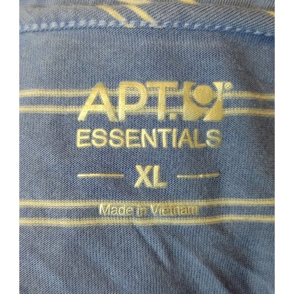 APT 9 ESSENTIALS Womens XL Blue Striped Basic Casual Short Sleeve Shirt - Picture 3 of 4